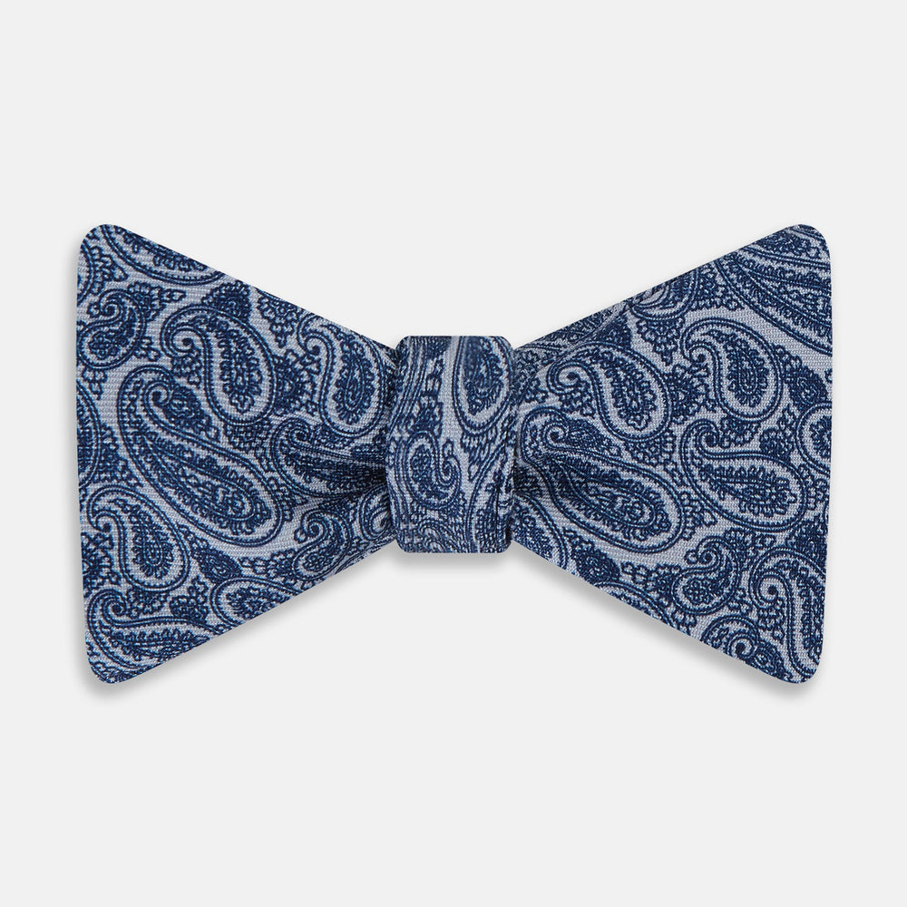 Pale Blue Paisley Silk Bow Tie