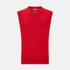 Red Cashmere V-Neck Vest