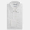 White Pleated Cotton Dress Shirt with T&A Collar and Double Cuffs