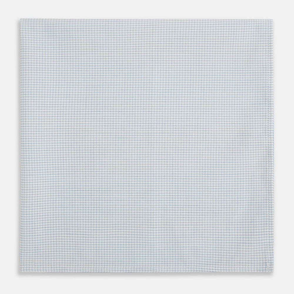 Hand Rolled Pale Blue Graph Check Handkerchief