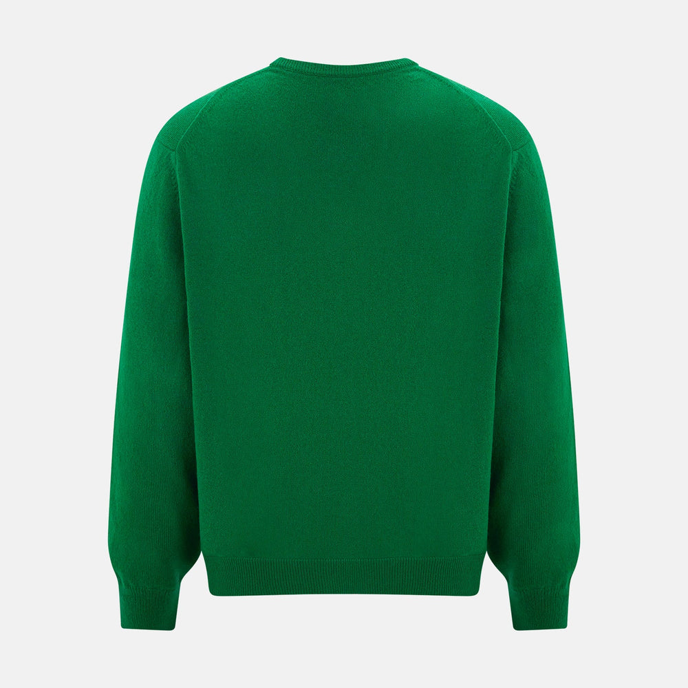 Grass Green Cashmere V-neck Jumper
