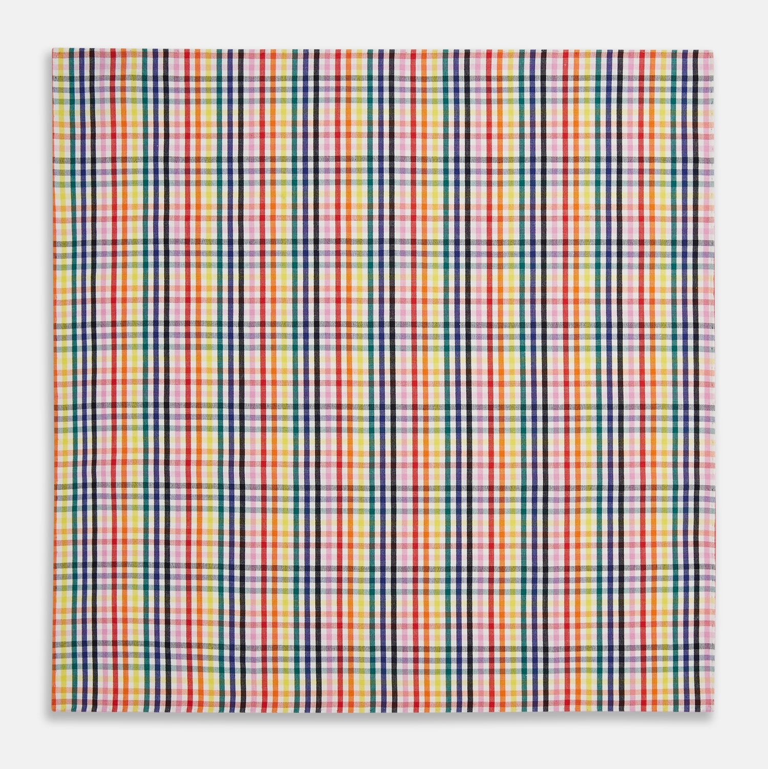 Hand Rolled Multi-coloured Grid Check Handkerchief