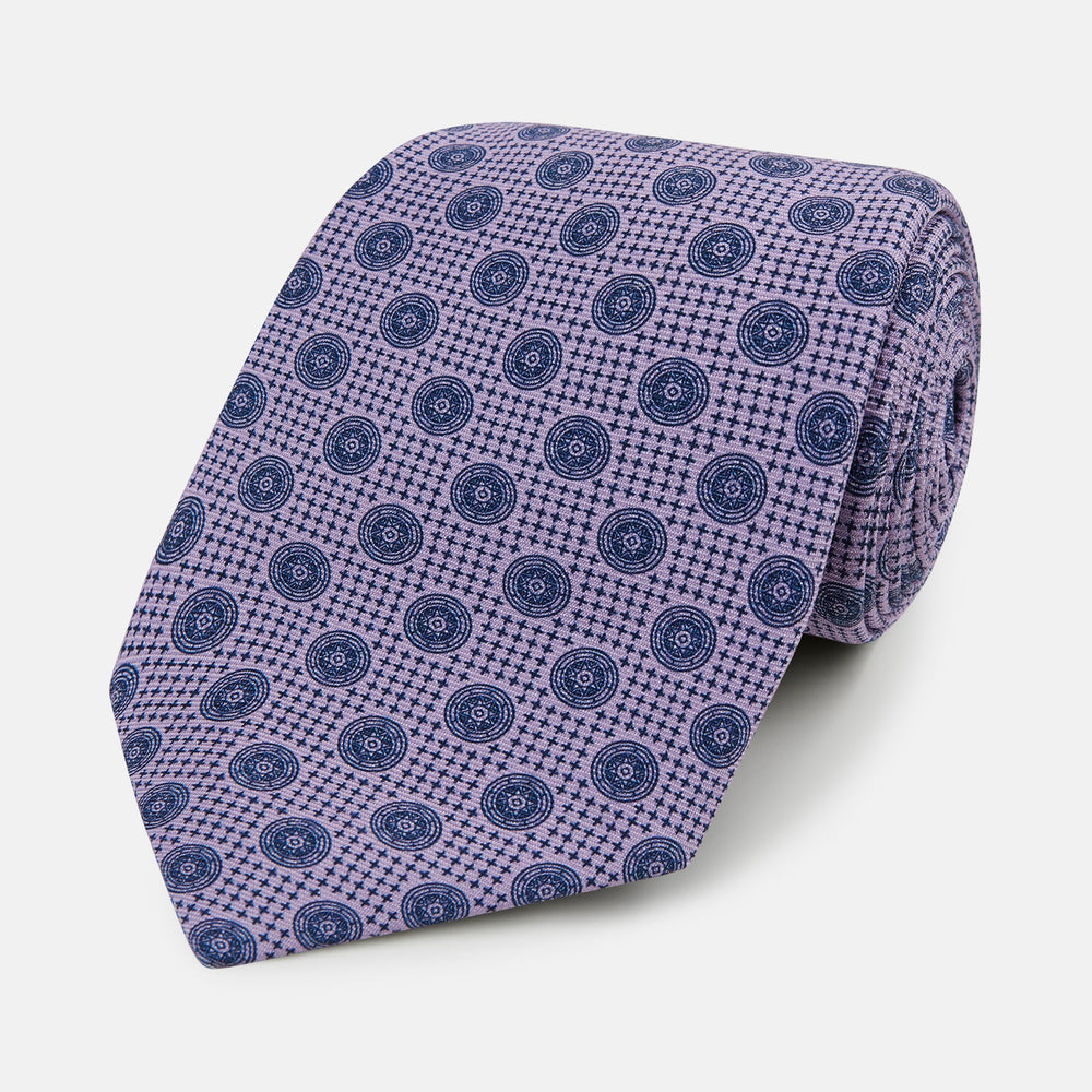 Lilac Medallion Silk Tie