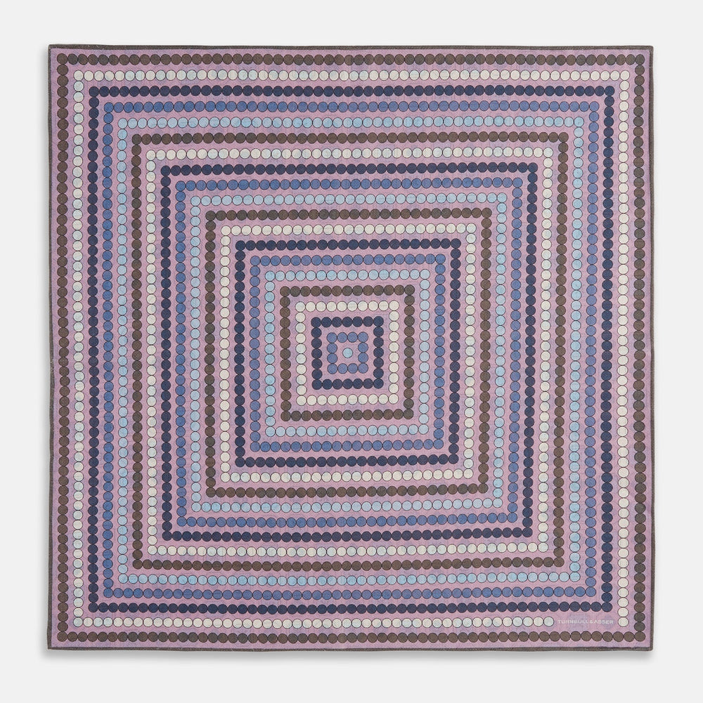 Lilac Dots and Floral Tile Double-Sided Silk Pocket Square