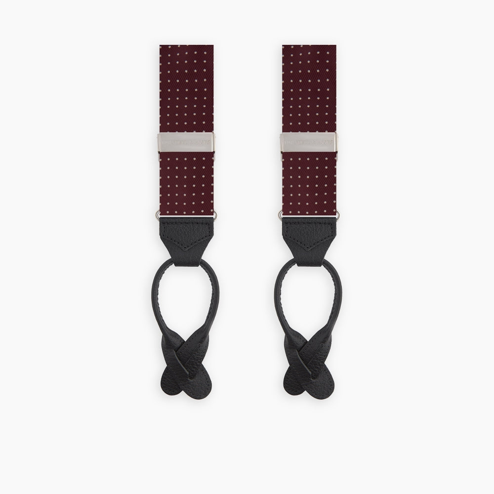 Burgundy Small Spot Adjustable Silk Braces