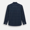 Indigo and White Thin Plaid Check Windsor Shirt