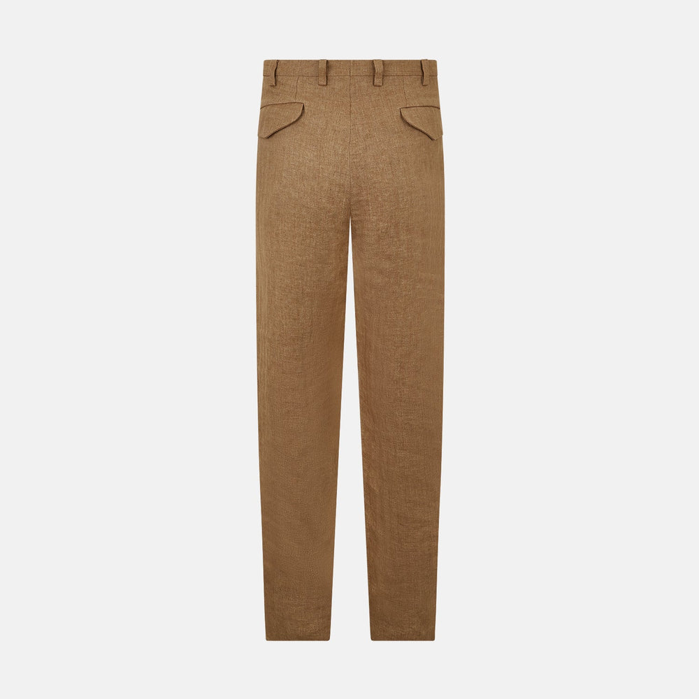 Camel Striped Linen Edmund trousers