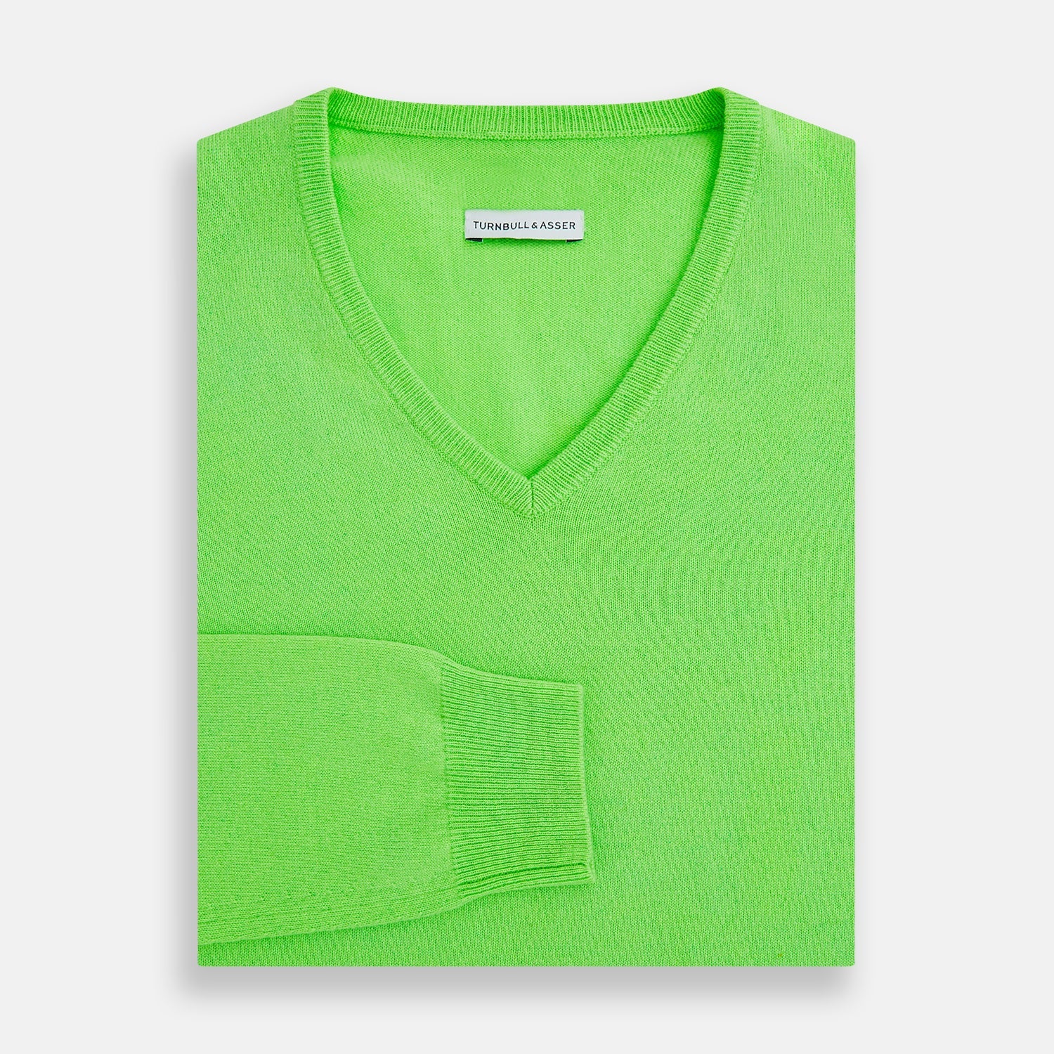 Bright Green Cashmere V-Neck Jumper