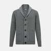 Grey Melange Cashmere Shawl Collar Cardigan