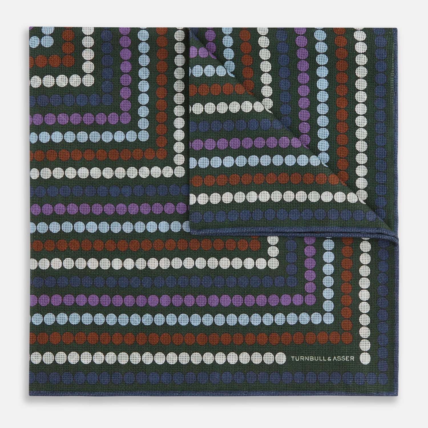 Forest Green Dots and Floral Tile Double-Sided Silk Pocket Square