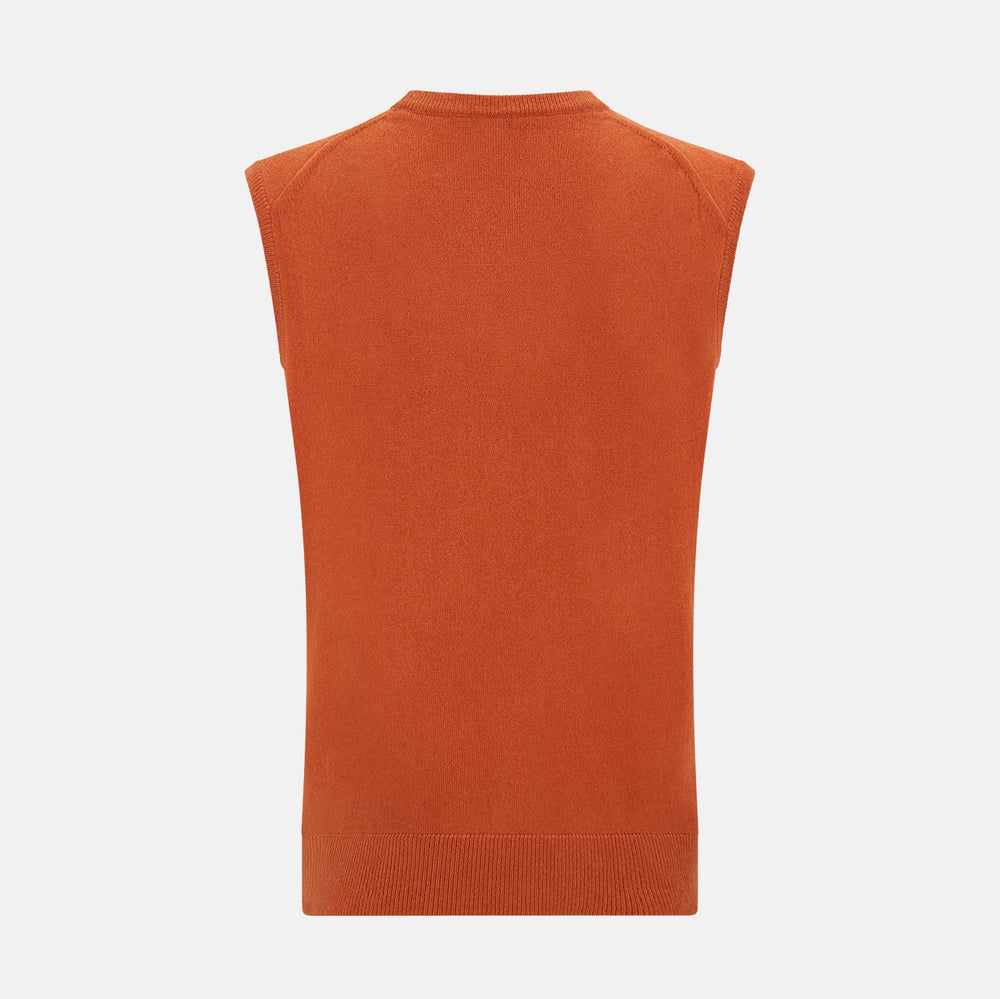 Orange Cashmere V-Neck Vest