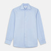 Tailored Fit Blue Cotton Shirt with Kent Collar and Double Cuffs