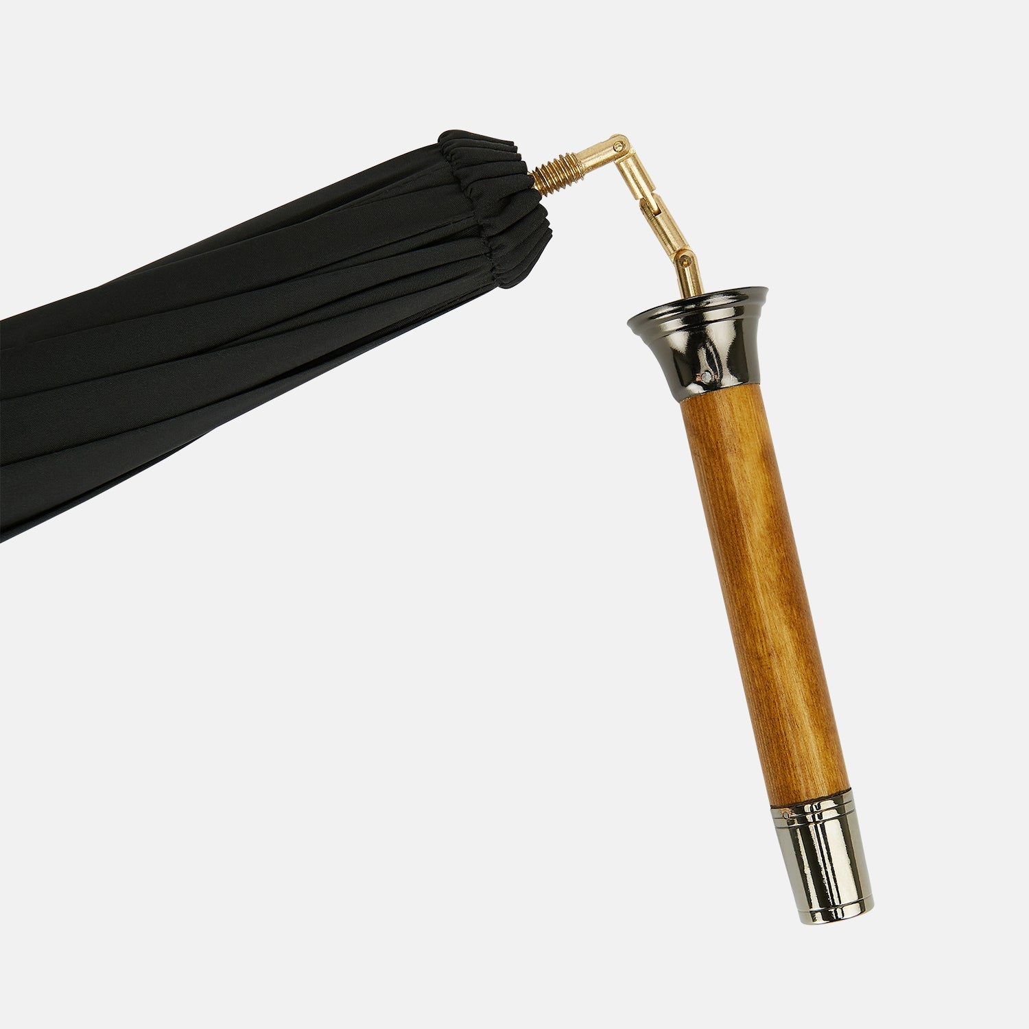 Black Traveller Umbrella with Malacca Crook Handle