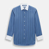 Steel Grey Track Stripe Shirt with Contrast T&A Collar and Cuffs