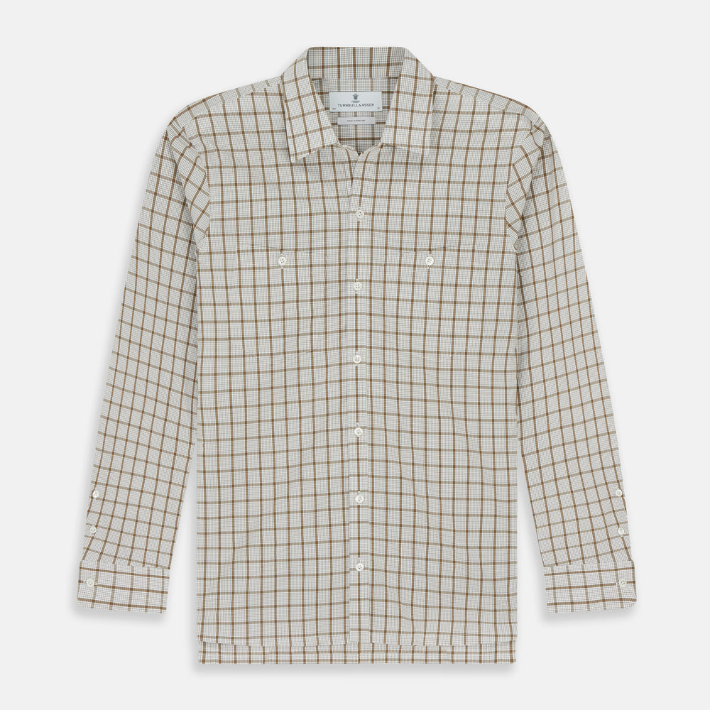 Brown Graph Overlay Check Piccadilly Shirt