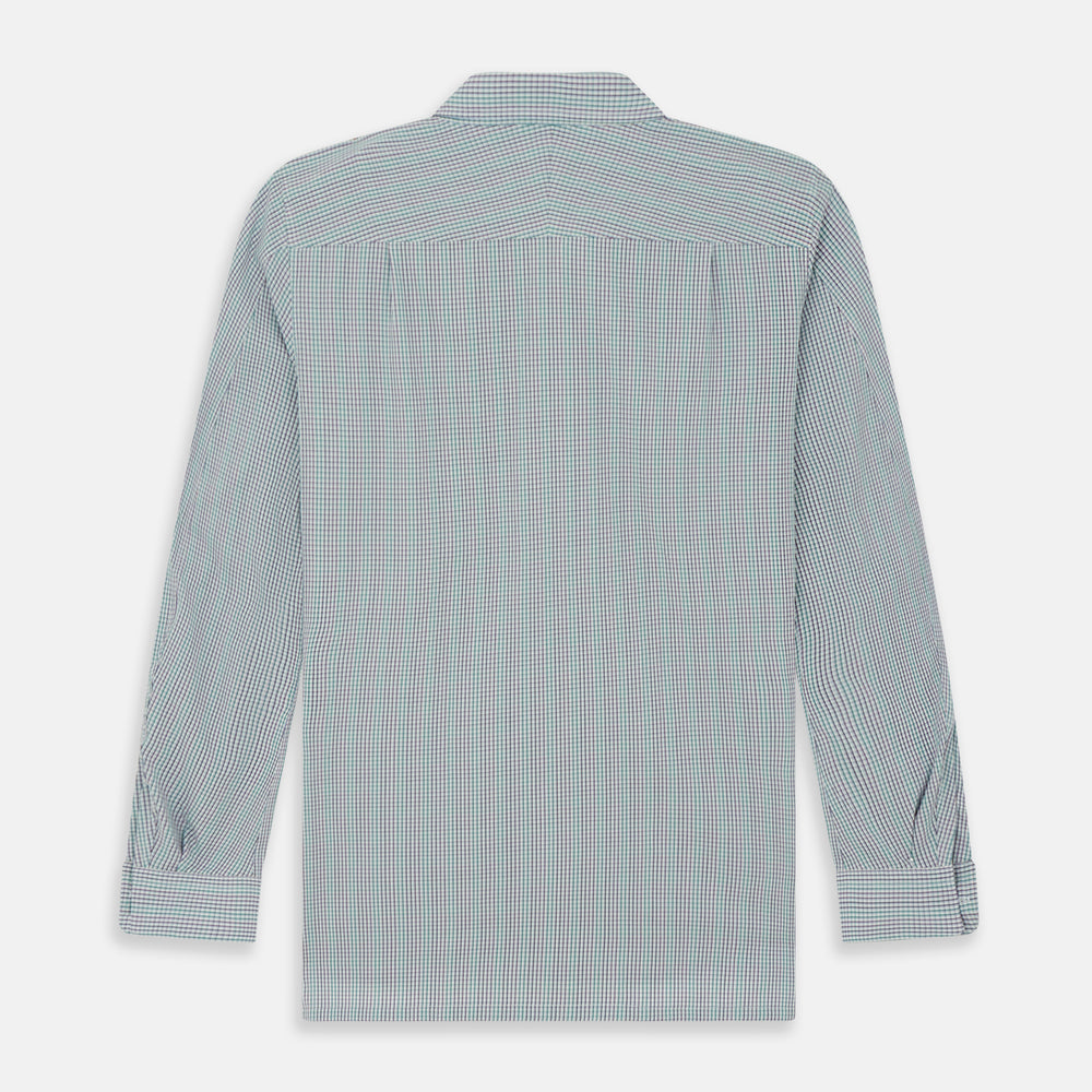 Green Graph Overlay Micro Check Piccadilly Shirt