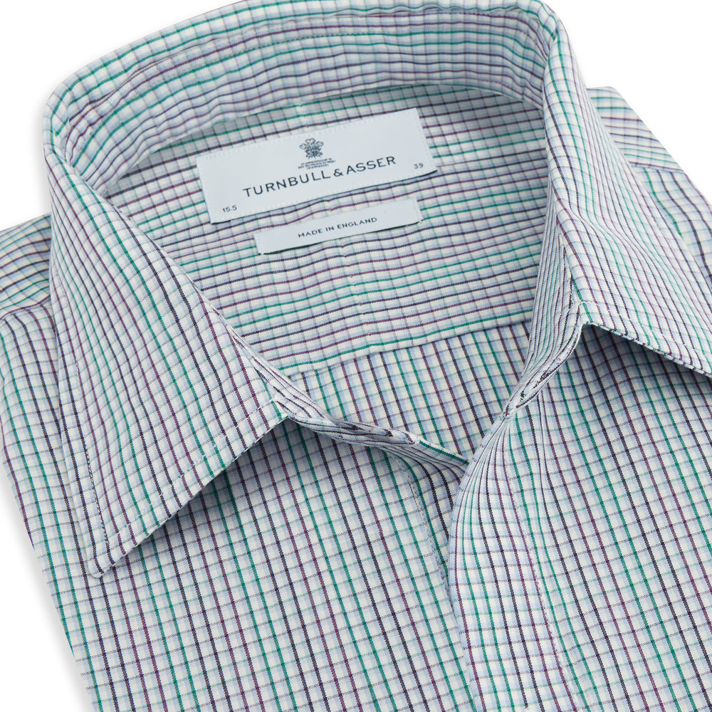 Green Graph Overlay Micro Check Piccadilly Shirt