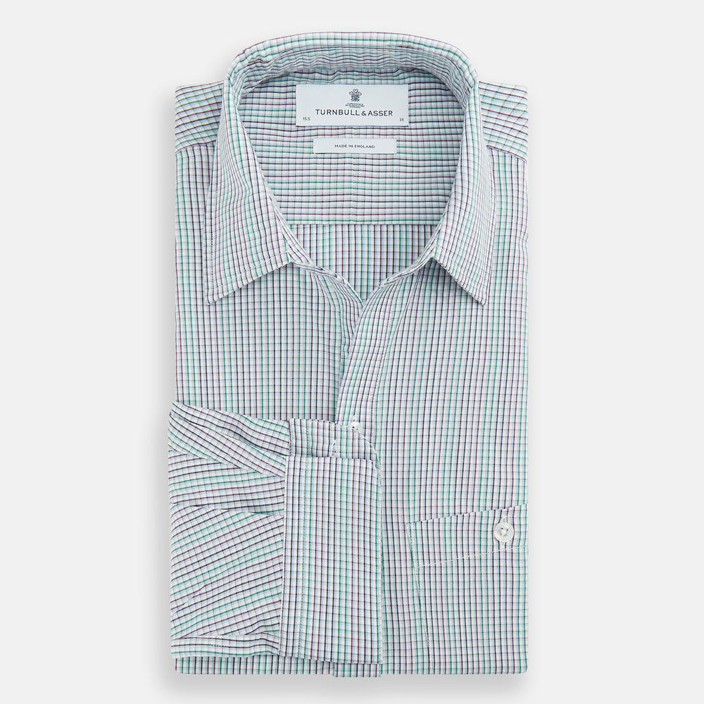 Green Graph Overlay Micro Check Piccadilly Shirt
