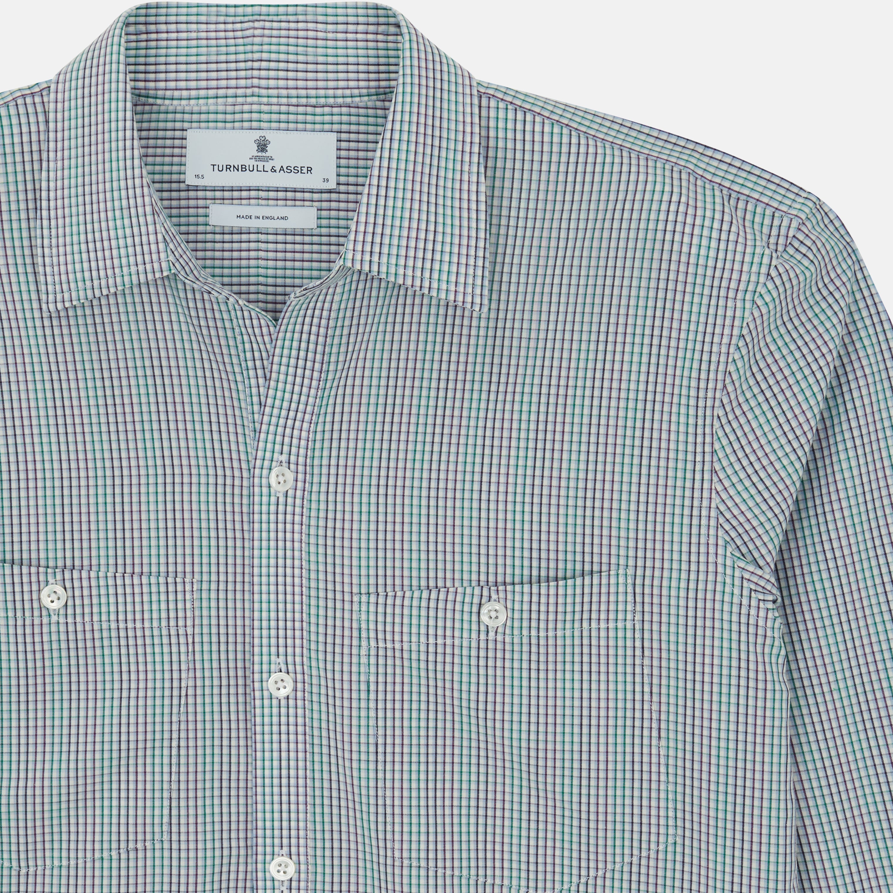 Green Graph Overlay Micro Check Piccadilly Shirt