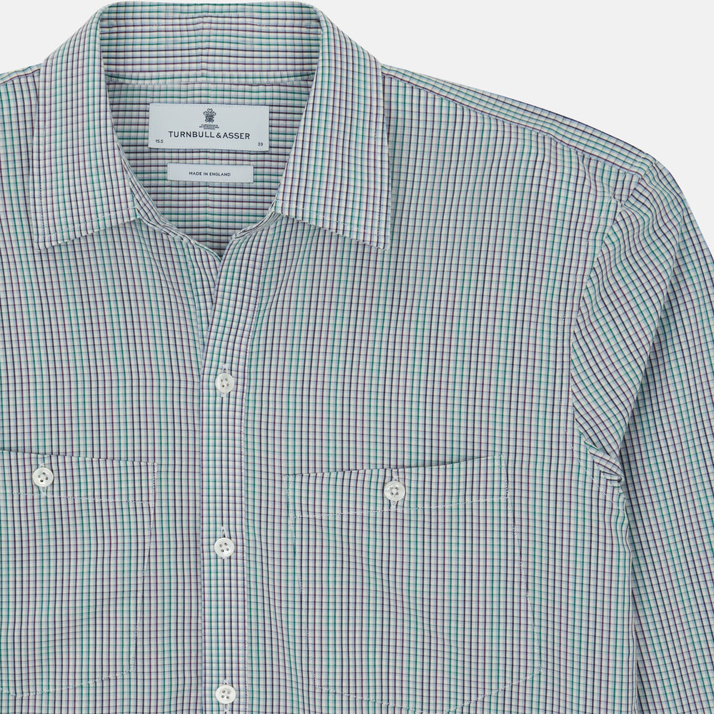 Green Graph Overlay Micro Check Piccadilly Shirt