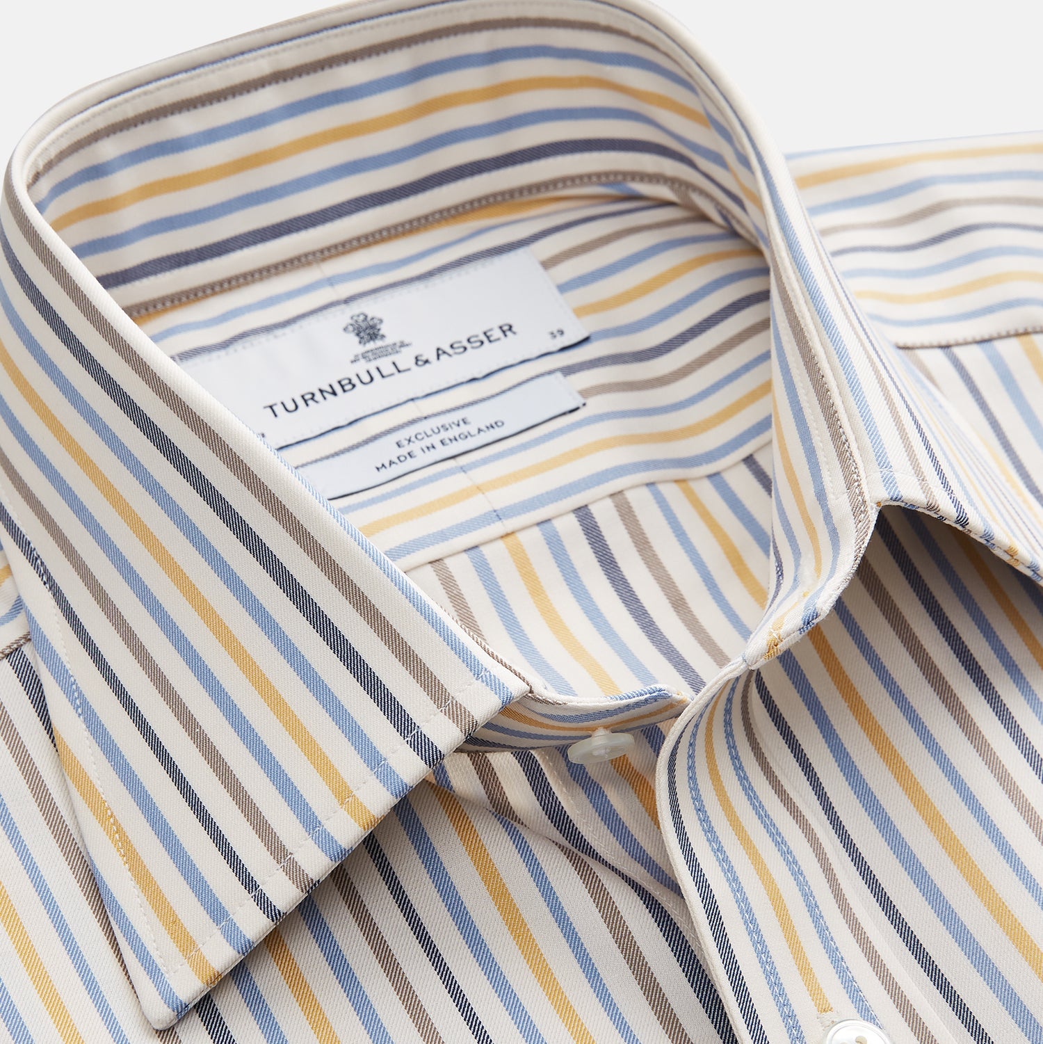 Yellow Multi Stripe Regular Fit Shirt with T&A Collar and 3 Button Cuffs