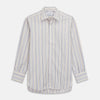 Yellow Multi Stripe Regular Fit Shirt with T&A Collar and 3 Button Cuffs