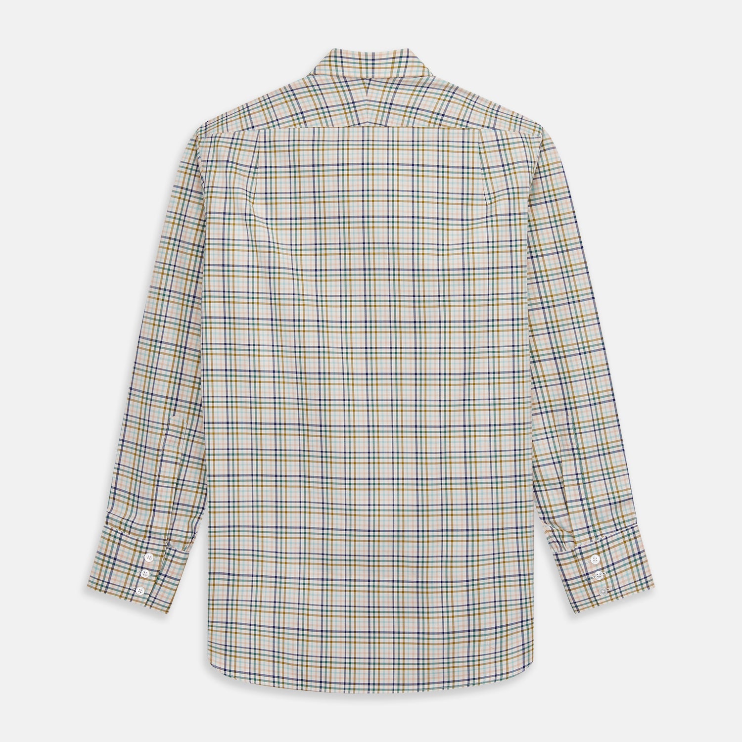 Green Multi Check Regular Fit Shirt with T&A Collar and 3 Button Cuffs