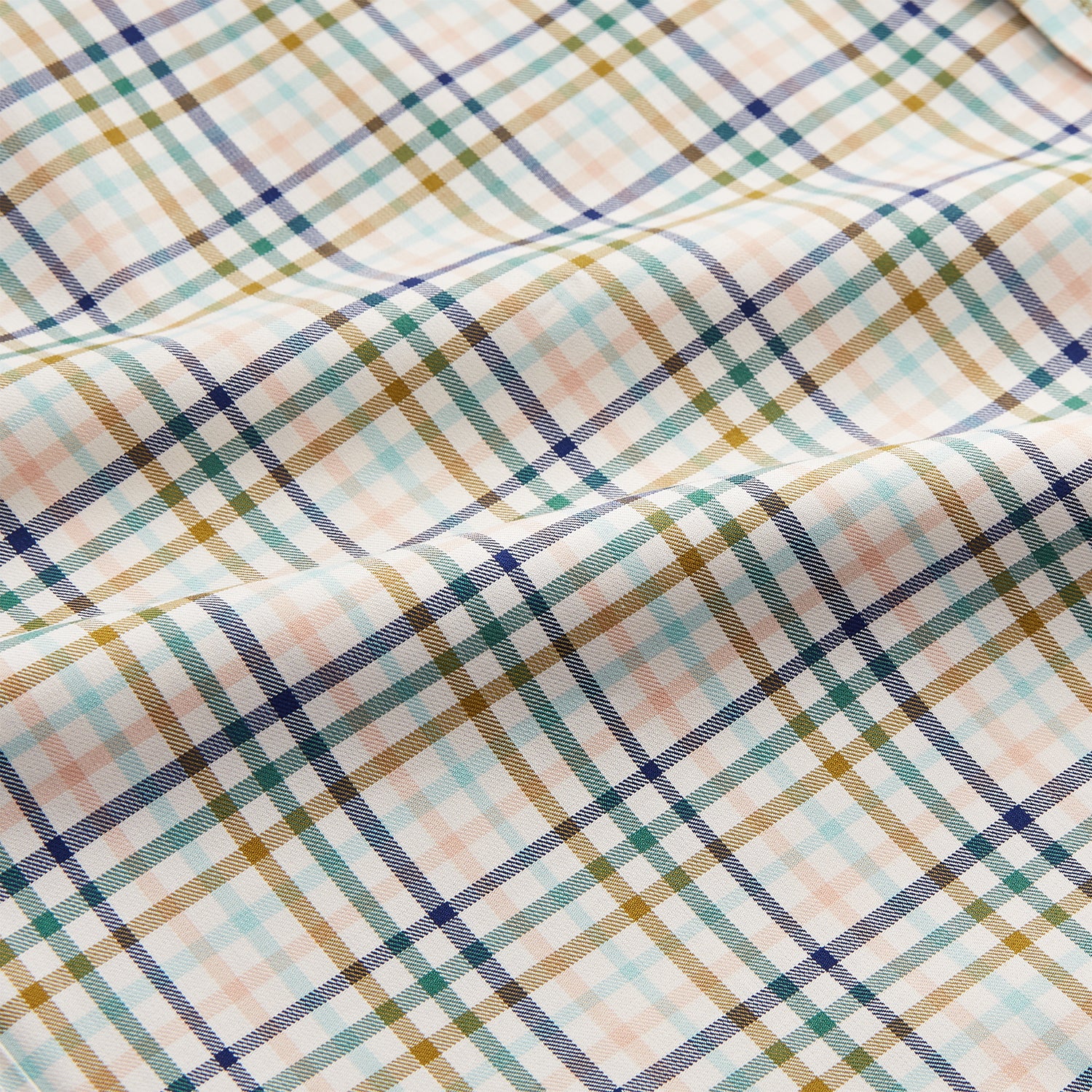 Green Multi Check Regular Fit Shirt with T&A Collar and 3 Button Cuffs