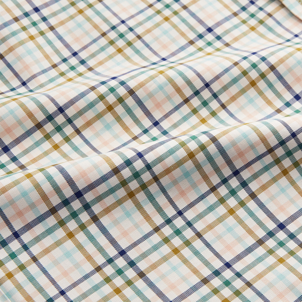 Green Multi Check Regular Fit Shirt with T&A Collar and 3 Button Cuffs