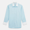 Green Micro-Check Regular Fit Shirt with White T&A Collar and Double Cuffs