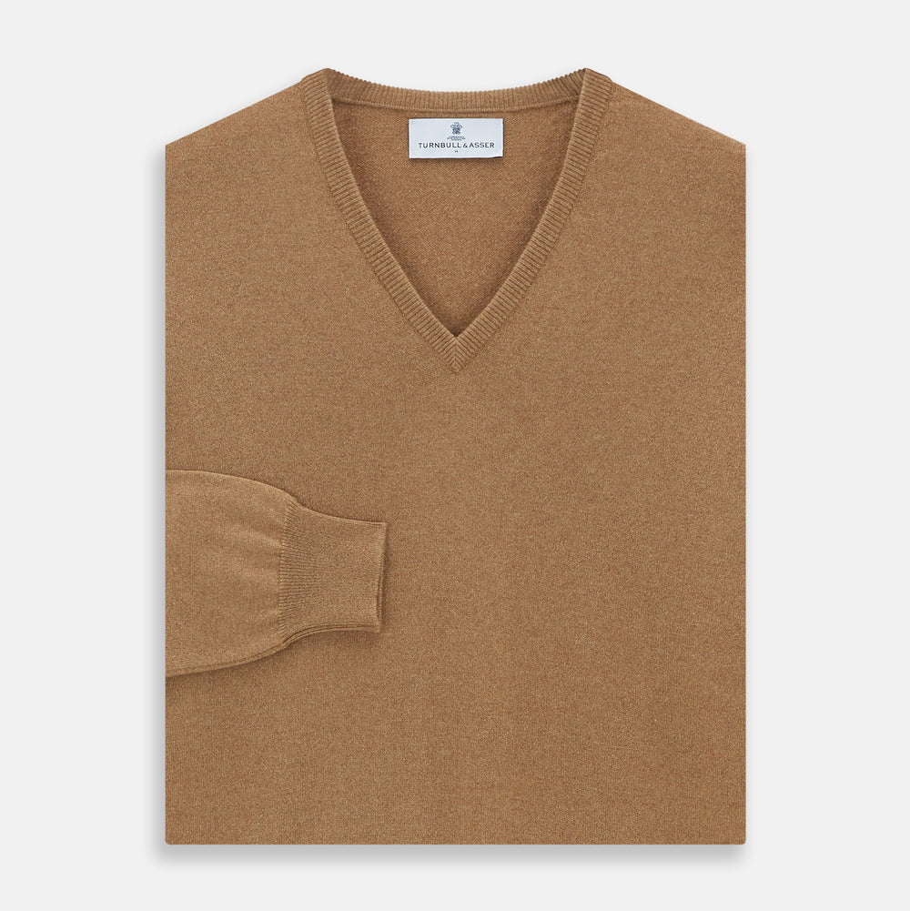 Natural V-Neck Cashmere Jumper