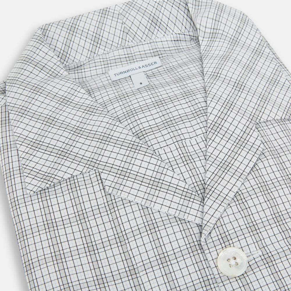 Grey Fine Multi Graph Check Pyjama Shirt