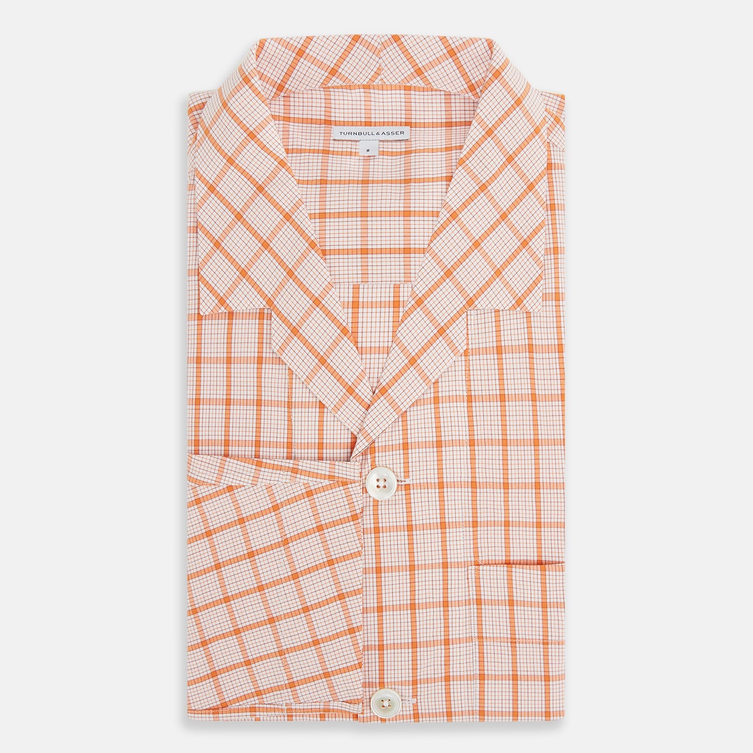 Orange Graph Overlay Check Pyjama Shirt
