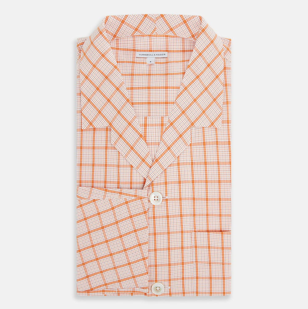 Orange Graph Overlay Check Pyjama Shirt