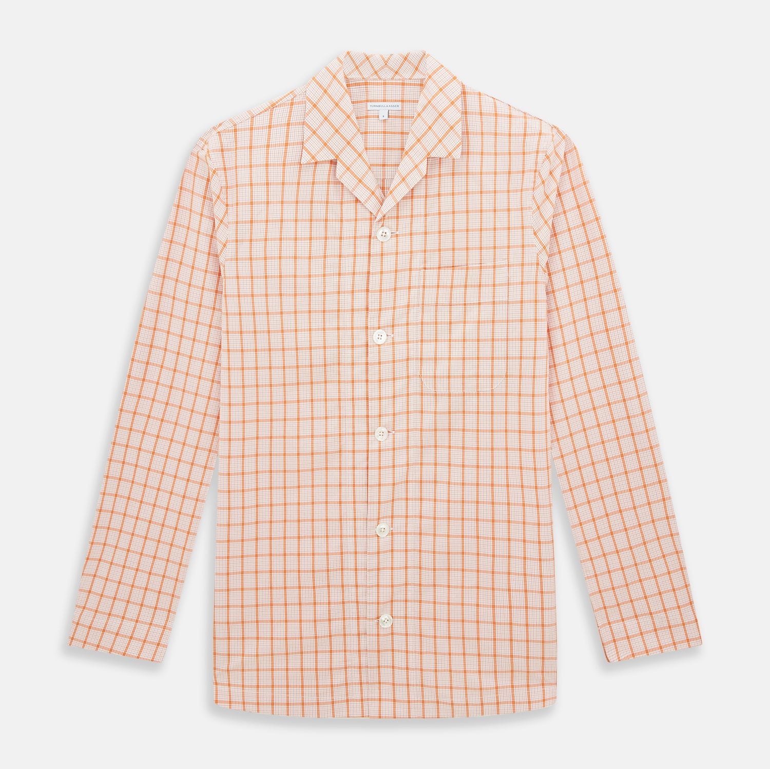 Orange Graph Overlay Check Pyjama Shirt