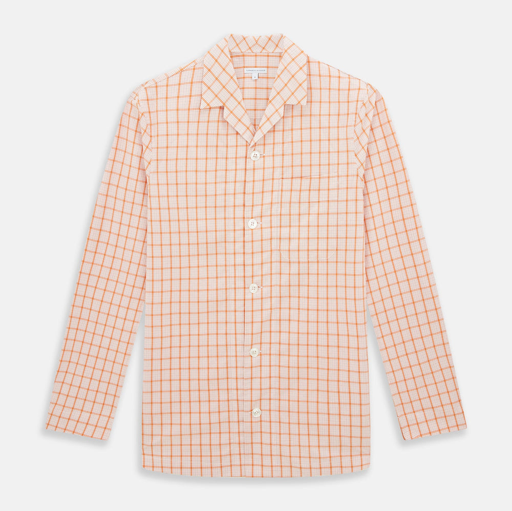 Orange Graph Overlay Check Pyjama Shirt