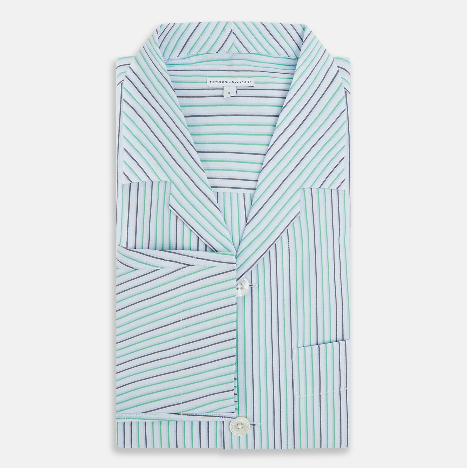 Green and Blue Shadow Pinstripe Pyjama Shirt