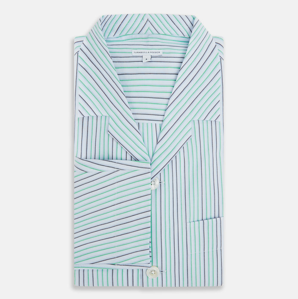 Green and Blue Shadow Pinstripe Pyjama Shirt