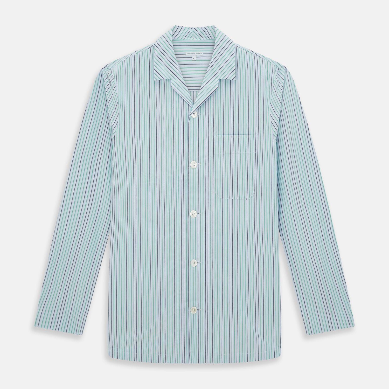 Green and Blue Shadow Pinstripe Pyjama Shirt
