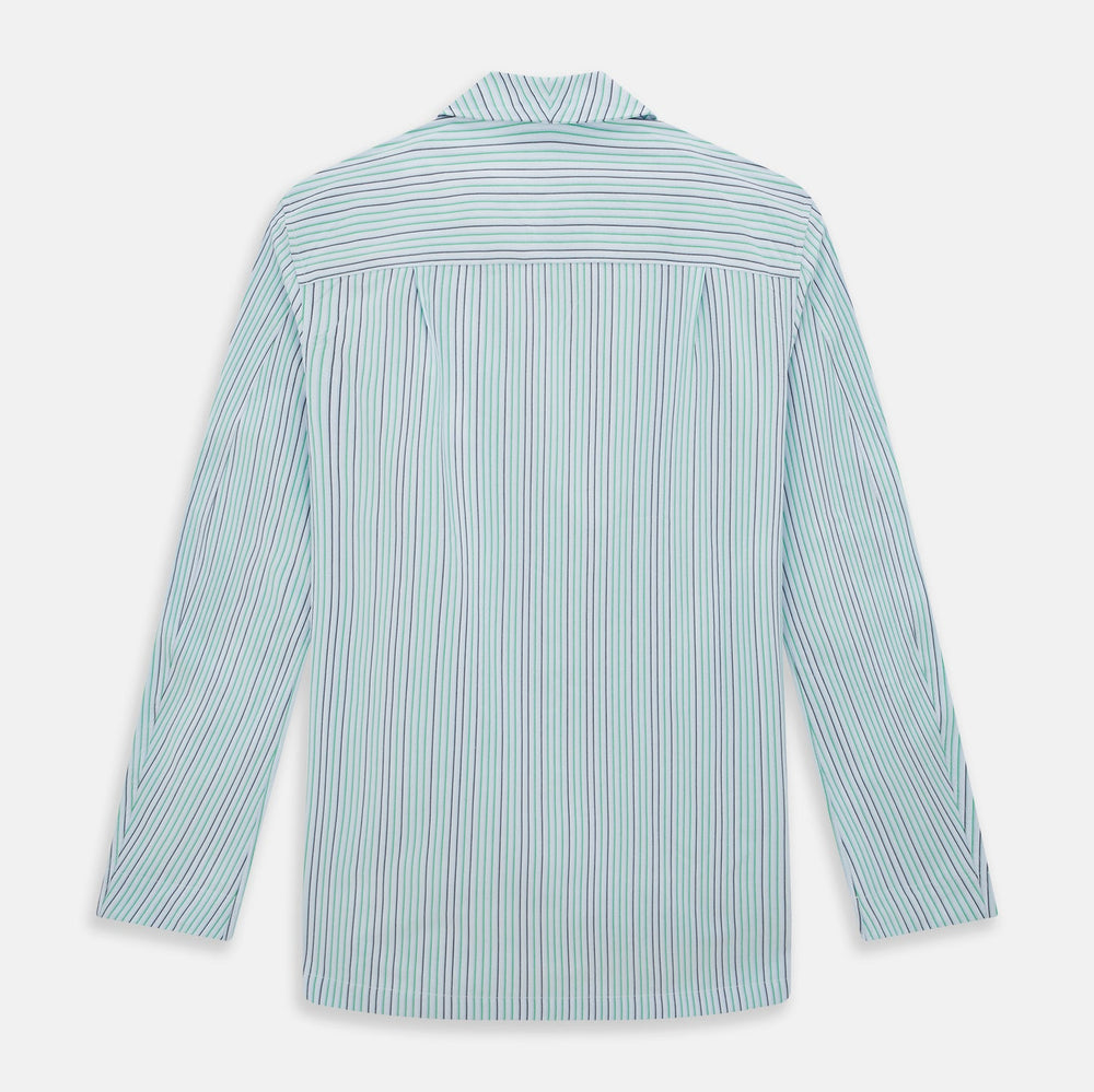 Green and Blue Shadow Pinstripe Pyjama Shirt