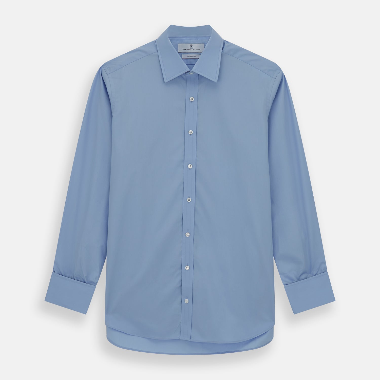Blue Cotton Shirt with T&A Collar and Double Cuffs