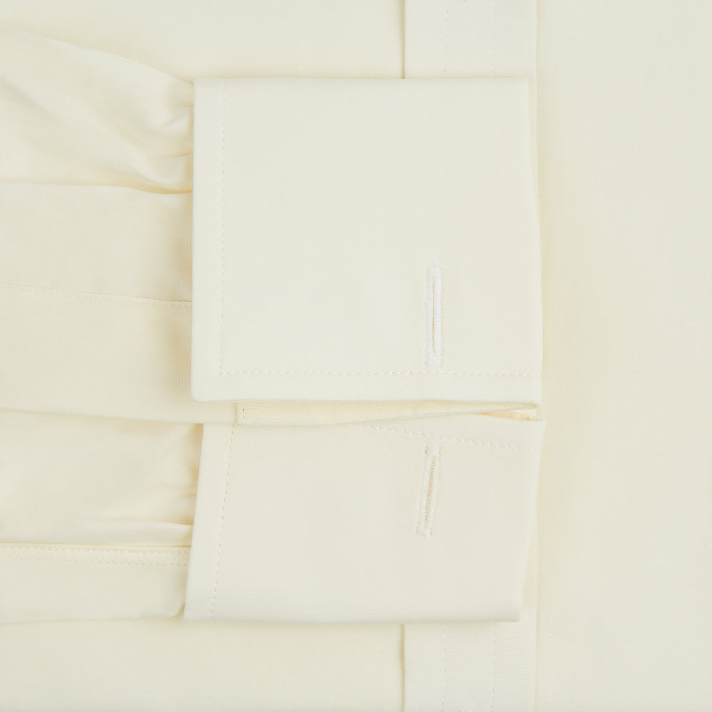 Cream Cotton Shirt with T&A Collar and Double Cuffs