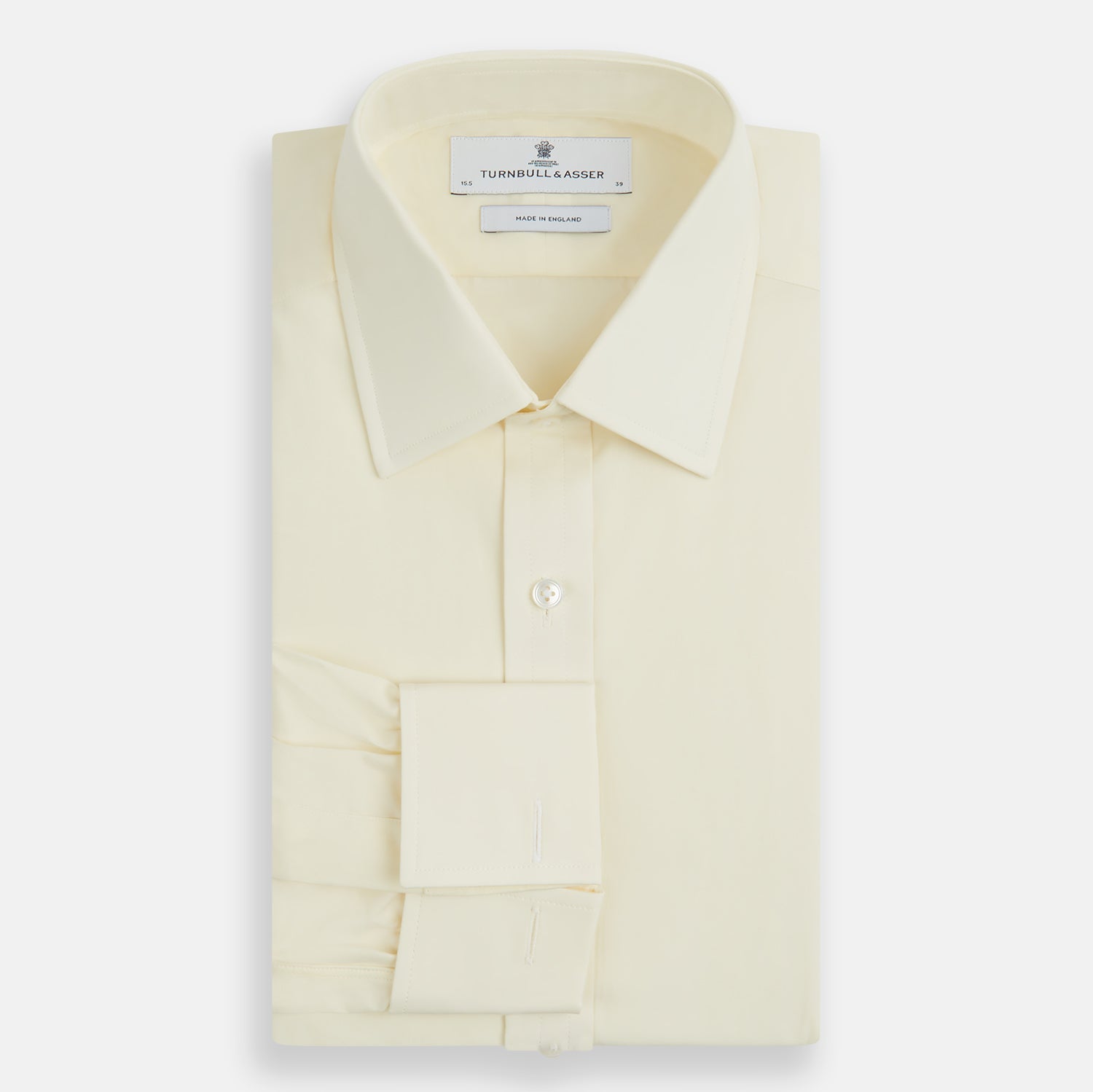 Cream Cotton Shirt with T&A Collar and Double Cuffs