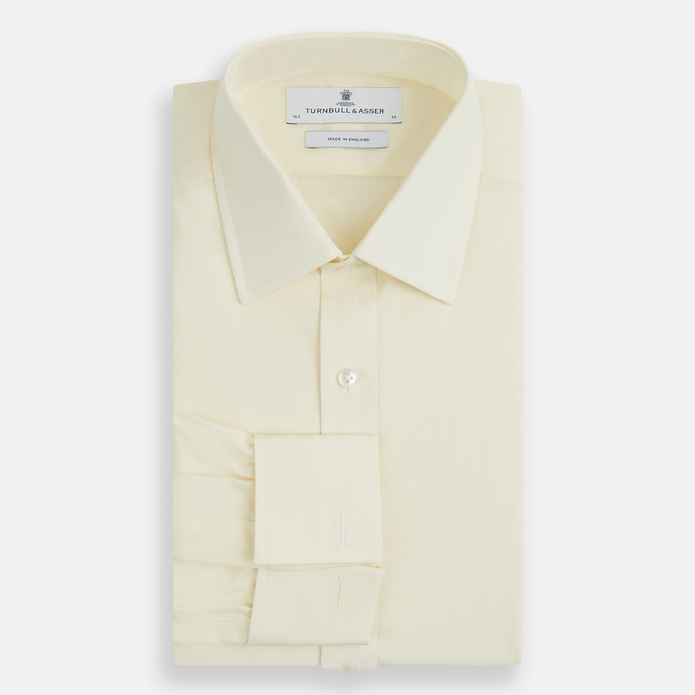 Cream Cotton Shirt with T&A Collar and Double Cuffs