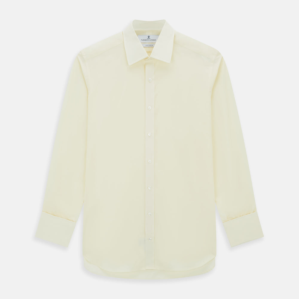 Cream Cotton Shirt with T&A Collar and Double Cuffs