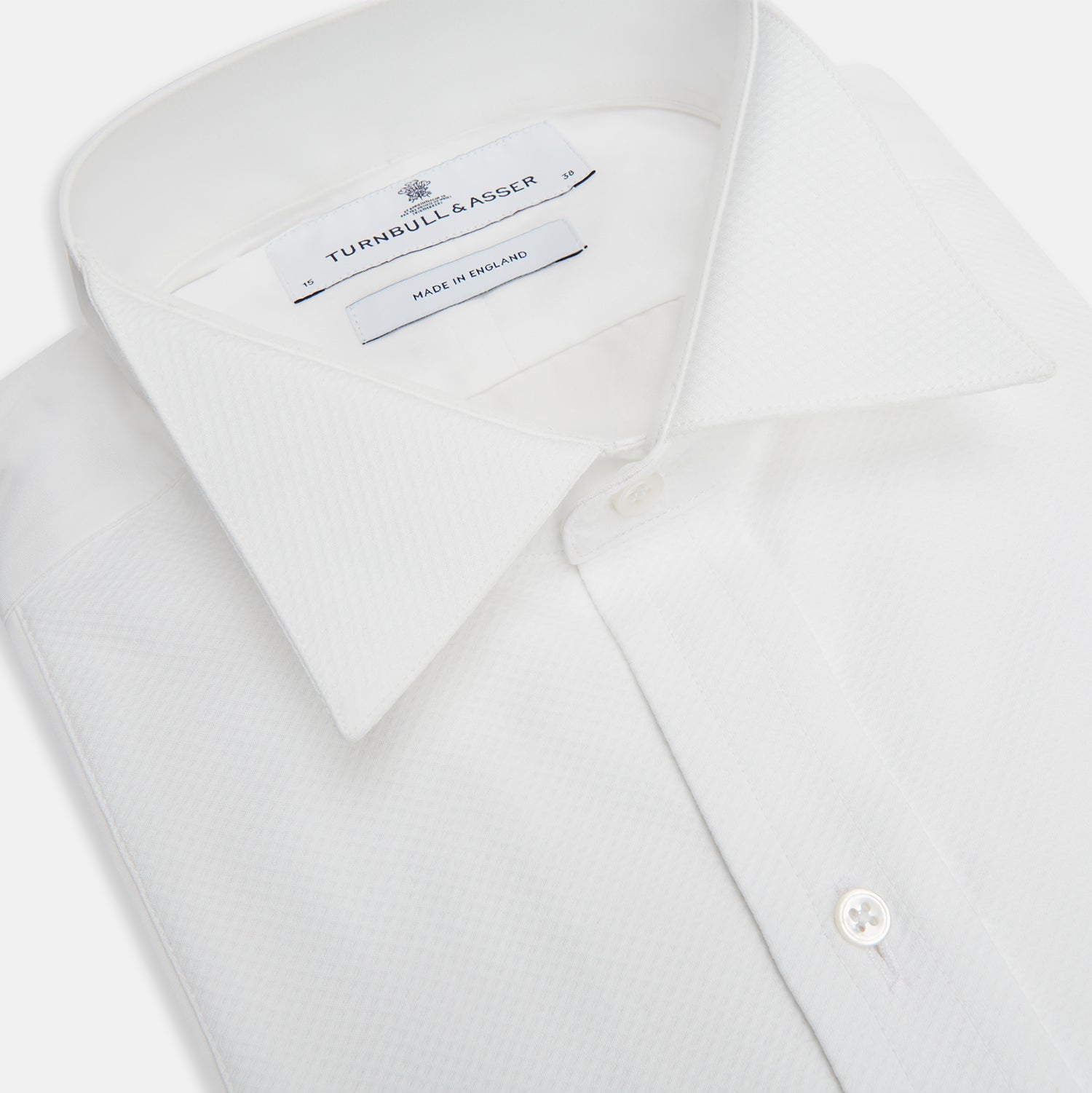 White Cotton Dress Shirt with Wing Collar and Double Cuffs