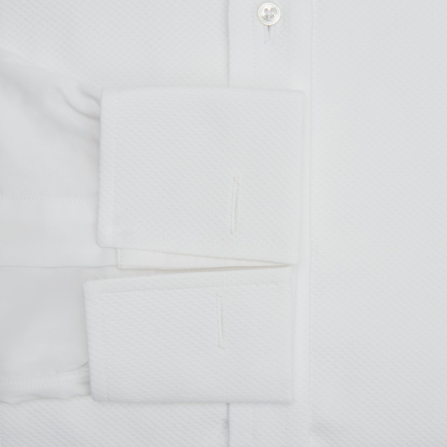 White Cotton Dress Shirt with Wing Collar and Double Cuffs