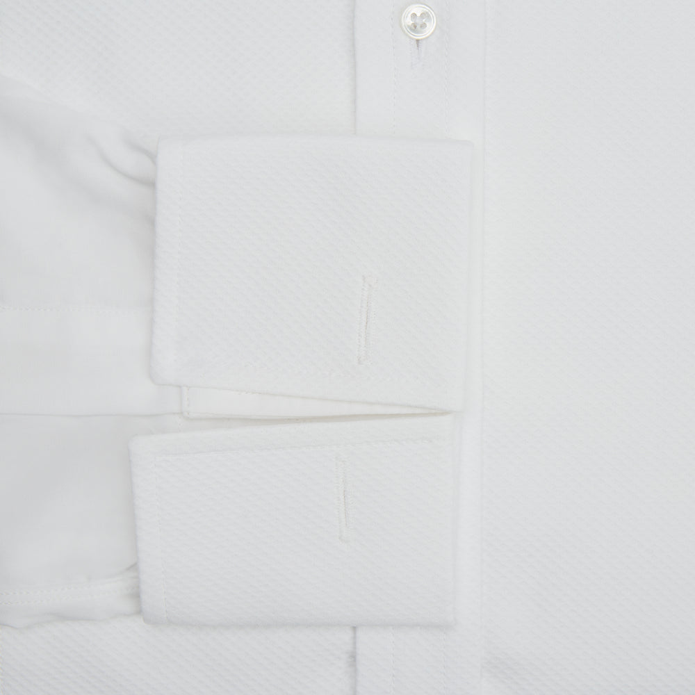 White Cotton Dress Shirt with Wing Collar and Double Cuffs