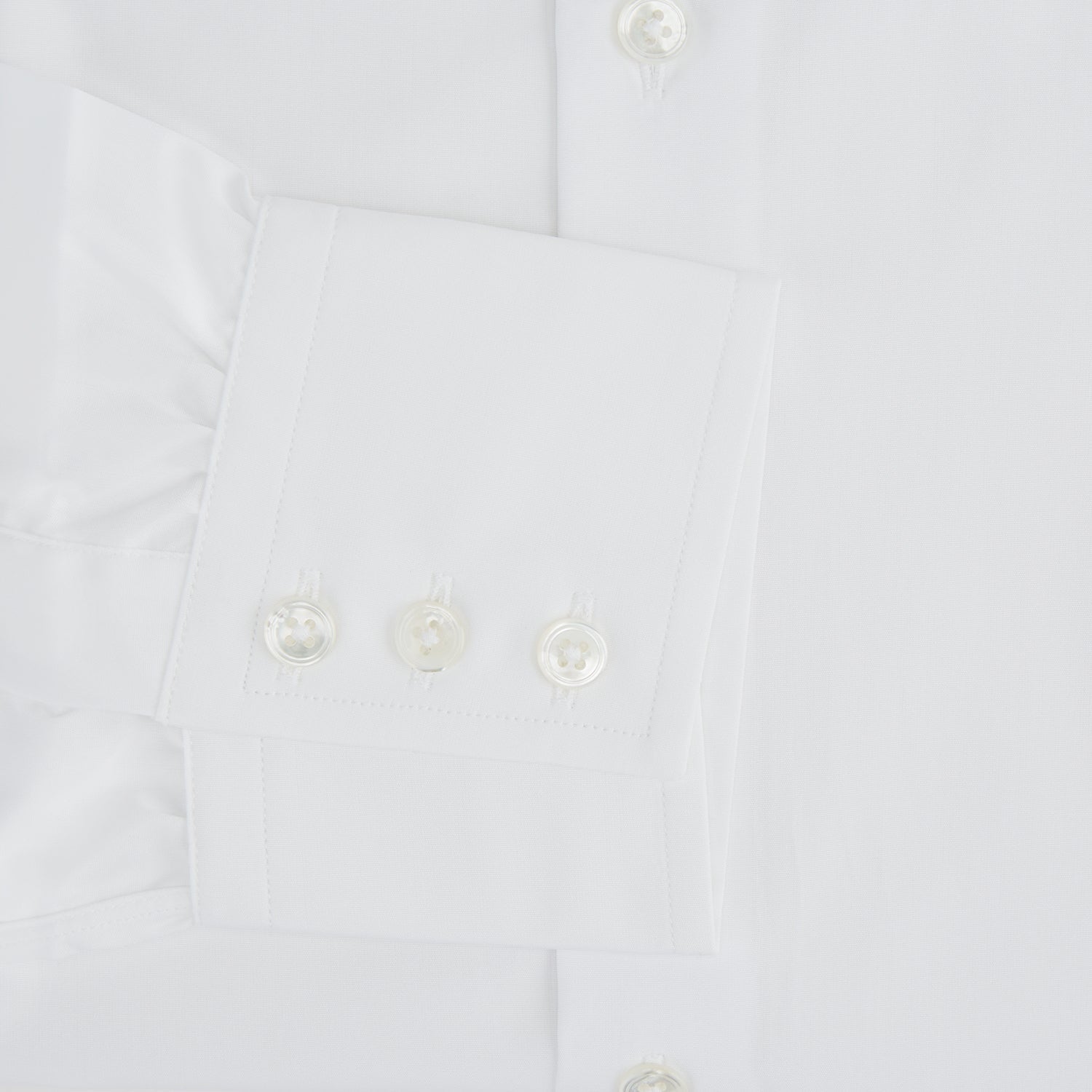 Tailored Fit Plain White Cotton Shirt with Kent Collar and 3-Button Cuffs