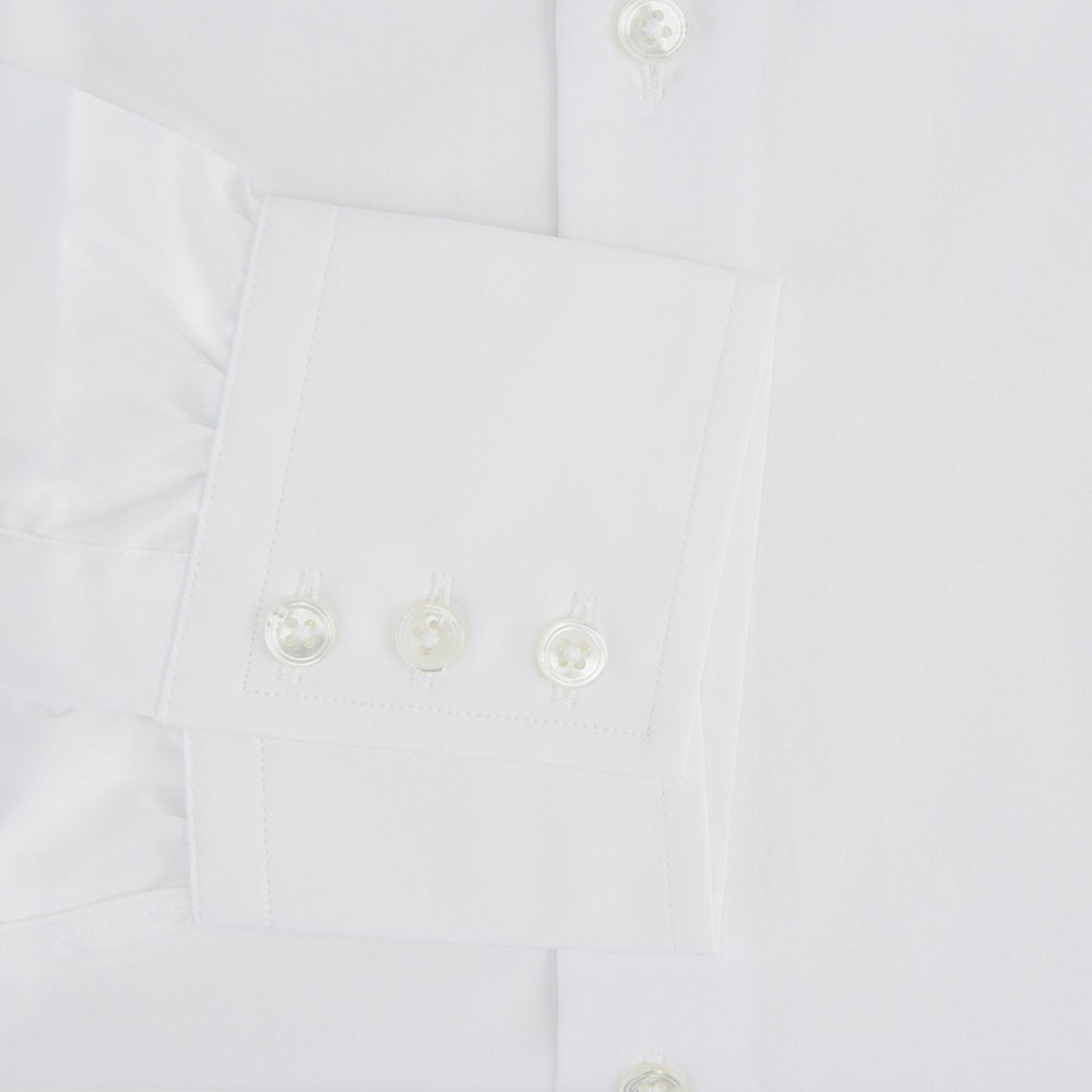 Tailored Fit Plain White Cotton Shirt with Kent Collar and 3-Button Cuffs